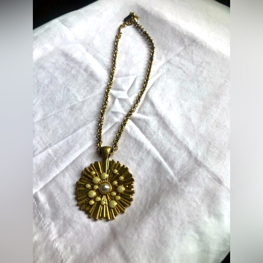 Lia Sophia Gold Pendant Necklace with Pearl Accent - Picture 3 of 4